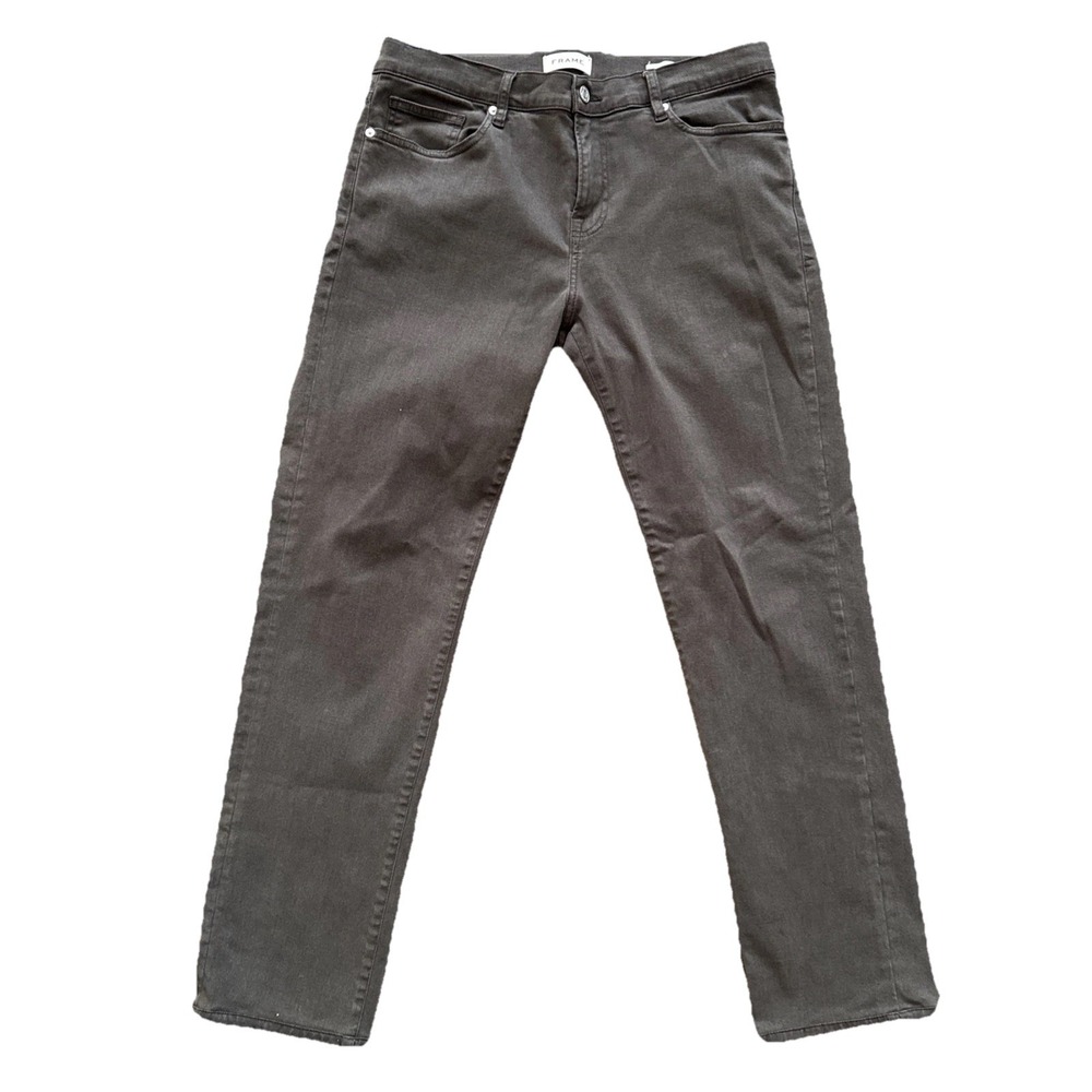 FRAME L'Homme Slim Jeans Men 33x29 Brown Stretch Denim Mid Rise Tapered